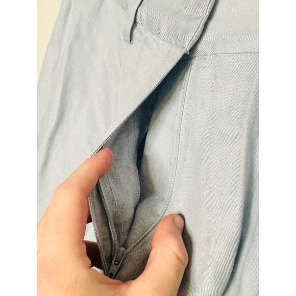 ROSETTA GETTY Women's Light Blue Linen Front Zip Wide Leg Trouser Pants Size 4 - Picture 5 of 14